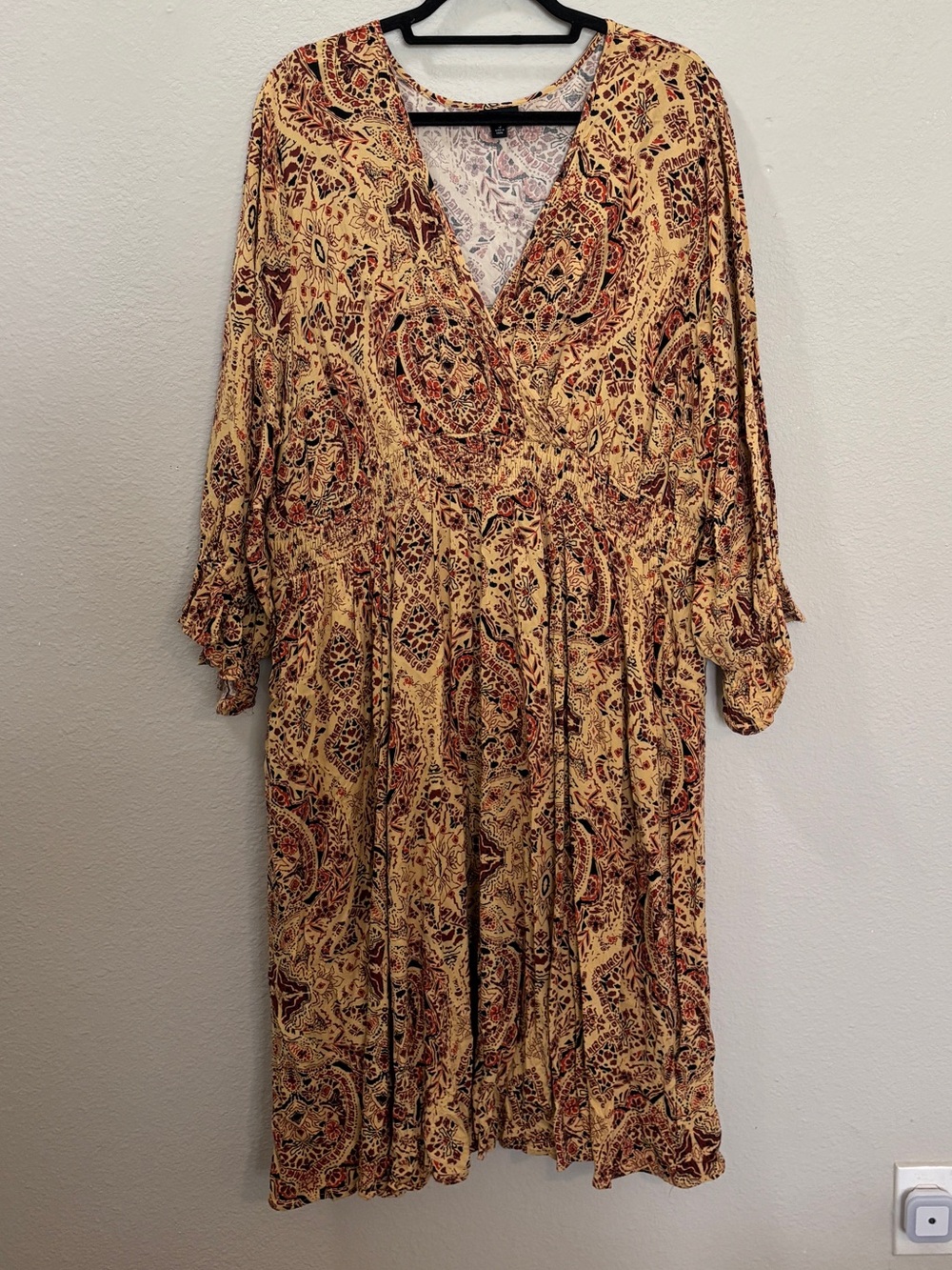 Torrid Boho Paisley Faux Wrap Flowy Midi Dress Size 3